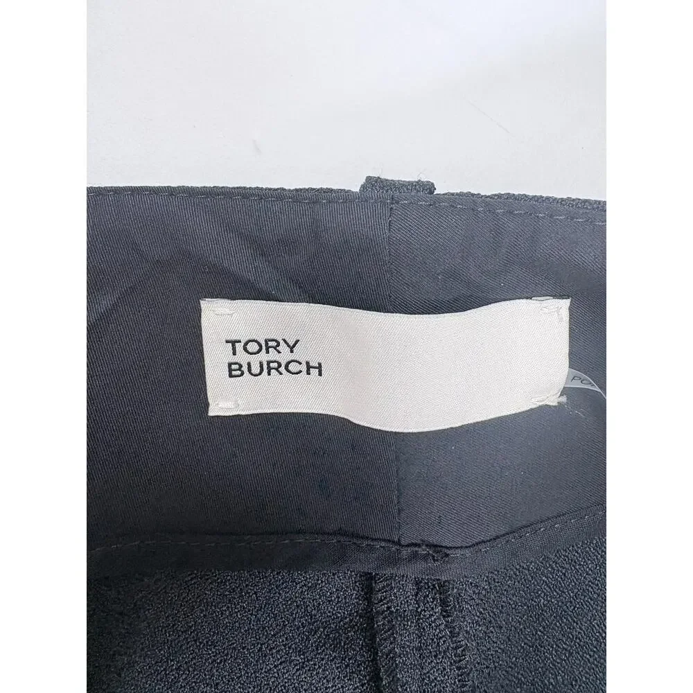 Quiet Luxury Tory Burch Black Wide Leg Tailored Trousers Pants Business Chic 6